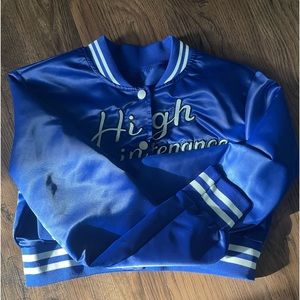 Women's Embroidered Letter Print Baseball Collar Jacket